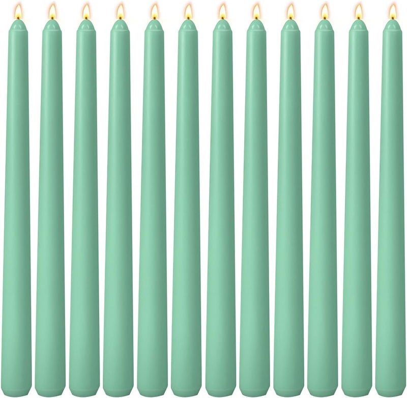Sihuida 12-Pack Emerald Green Taper Candles, 10 Inch Unscented Dripless Candlesticks, Long-Lasting Burn Time of 7-8 Hours, Perfect for Christmas Home Décor Spring and St. Patrick's Day - Image 1